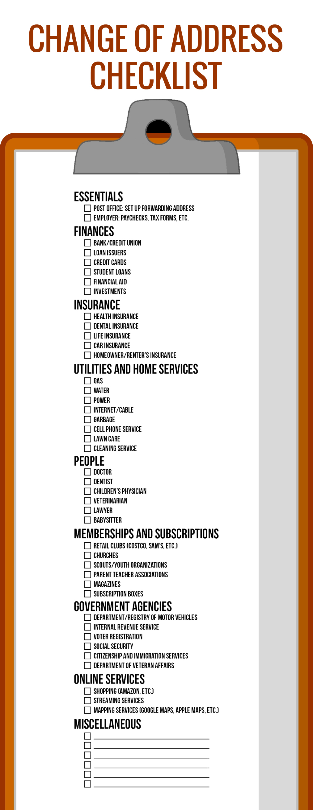 change-of-address-checklist Change of Address Checklist When You Move (Infographic) Orlando | Central Florida